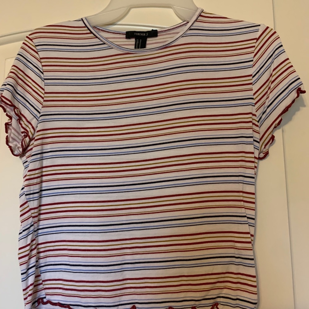 striped lettuce edge baby tee